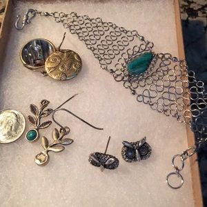 3 pairs of earrings (2 Lucky brand) and bracelet